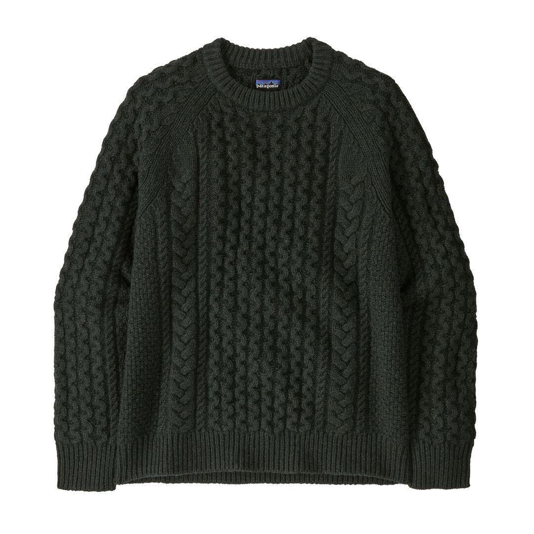 Recycled Wool-Blend Cable-Knit Crewneck Sweater